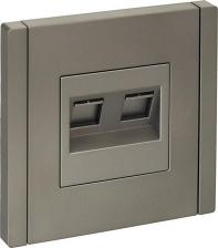 Розетка ИЭК FORTE&PIANO Розетка компьютерная двойная RJ45 кат.6 FP534 сталь, цена за 1 шт