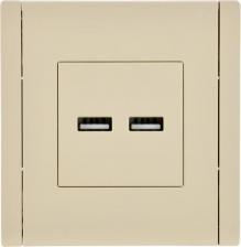Розетка ИЭК FORTE&PIANO Розетка USB A+A 3,1А FP449 ваниль, цена за 1 шт