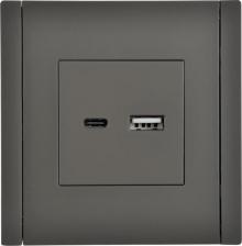 Розетка ИЭК FORTE&PIANO Розетка USB A+C 18Вт FP351 серый, цена за 1 шт