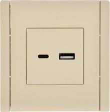 Розетка ИЭК FORTE&PIANO Розетка USB A+C 3,1А FP450 ваниль, цена за 1 шт