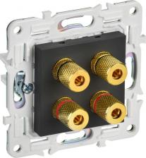 Розетка ИЭК SKANDY Аудиорозетка 4-местная SK-A01G графит, цена за 1 шт
