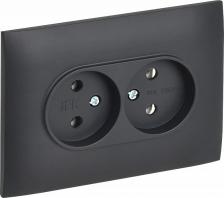 Розетка ИЭК SKANDY Розетка 2-местная без заземления без защитных шторок 10А в сборе SK-R10T титан, цена за 1 шт