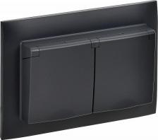 Розетка ИЭК SKANDY Розетка 2-местная и крышкой 16А в сборе IP44 SK-R12Bl черный, цена за 1 шт