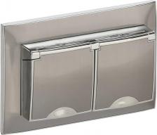 Розетка ИЭК SKANDY Розетка 2-местная и крышкой 16А в сборе IP44 SK-R12N металл никель, цена за 1 шт