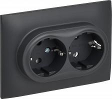 Розетка ИЭК SKANDY Розетка 2-местная с заземлением без защитных шторок 16А в сборе SK-R08T титан, цена за 1 шт