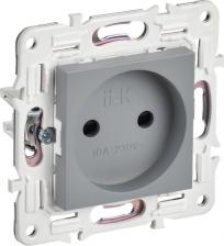 Розетка ИЭК SKANDY Розетка без заземления с защитными шторками 10А SK-R01Gr серый, цена за 1 шт