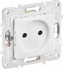Розетка ИЭК SKANDY Розетка без заземления с защитными шторками 10А SK-R01W арктический белый, цена за 1 шт