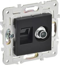 Розетка ИЭК SKANDY Розетка двойная TV+RJ45 кат.6 SK-A15Bl черный, цена за 1 шт