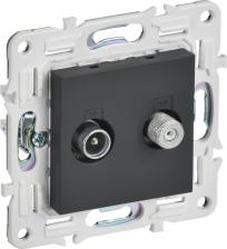 Розетка ИЭК SKANDY Розетка двойная TV+SAT SK-A13G графит, цена за 1 шт