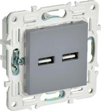 Розетка ИЭК SKANDY Розетка USB A+A 3,1А SK-R15Gr серый, цена за 1 шт