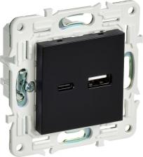 Розетка ИЭК SKANDY Розетка USB A+C 18Вт SK-R13Bl черный, цена за 1 шт