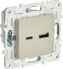Розетка ИЭК SKANDY Розетка USB A+C 3,1А SK-R14B бежевый, цена за 1 шт