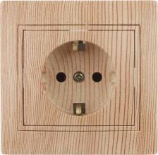 Розетка Intro 1-202-11 Розетка Plano 1-202-11 с заземлением 2P+E Schuko, 16А-250В, IP20, СУ, сосна, цена за 1 шт