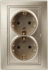 Розетка Intro 1-205-04 Розетка Plano 1-205-04 с заземлением двойная 2X2P+E Schuko, 16А-250В, IP20, СУ, шампань, цена за 1 шт