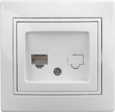 Розетка Intro 1-303-01 Розетка Plano 1-303-01 информационная RJ45, IP20, СУ, белый, цена за 1 шт