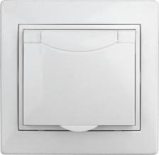 Розетка Intro 1Э-207-01 Розетка Plano 1Э-207-01 с заземлением 2P+E Schuko с крышкой шторками, 16А-250В, СУ, без лапок, белый, цена за 1 шт