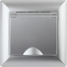 Розетка Intro 4-203-03 Розетка Solo 4-203-03 с заземлением 2P+E Schuko с крышкой, 16А-250В, IP20, СУ, алюминий, цена за 1 шт