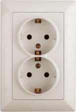 Розетка Intro 4-205-02 Розетка Solo 4-205-02 с заземлением двойная 2X2P+E Schuko, 16А-250В, IP20, СУ, слоновая кость, цена за 1 шт