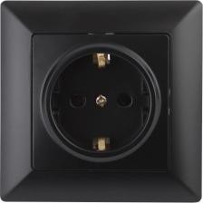Розетка Intro 4-206-05 Розетка Solo 4-206-05 с заземлением 2P+E Schuko со шторками, 16А-250В, IP20, СУ, антрацит, цена за 1 шт
