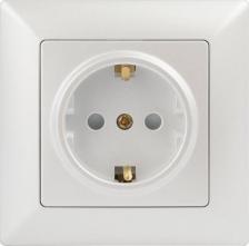 Розетка Intro 4-206-06 Розетка Solo 4-206-06 с заземлением 2P+E Schuko со шторками, 16А-250В, IP20, СУ, перламутр, цена за 1 шт