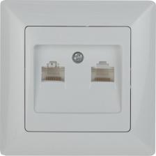 Розетка Intro 4-304-01 Розетка Solo 4-304-01 информационная двойная 2xRJ45, СУ, белый, цена за 1 шт