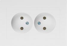 Розетка Intro 6-204-01 Розетка Accent 6-204-01 2х2P, 16А-250В, IP20, СУ, AL/CU, белый, цена за 1 шт