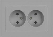 Розетка Intro 6-204-03 Розетка Accent 6-204-03 2х2P, 16А-250В, IP20, СУ, AL/CU, алюминий, цена за 1 шт