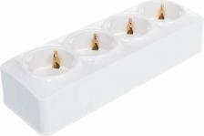 Розетка Ionich Розетка четырехместная серия, с/з, открытая установка, белая