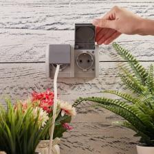 Розетка Kranz Блок горизонтальный 2 розетки INDUSTRIAL IP54 с заземлением, о/у, серый, цена за 1 шт 4601004222557