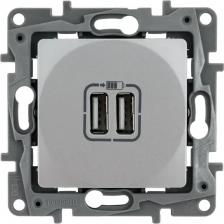 Розетка Legrand Комбинированная розетка Etika 672494 2USB алюминий