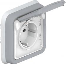 Розетка Legrand Plexo Серый Розетка с/з с крышкой,2К+З,16А,230В,винтовой зажим,встраиваемая