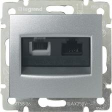 Розетка Legrand Телефонная и интернет розетка двойная RJ-45 + RJ-11 цвета алюминий, Valena 770280