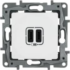 Розетка Legrand Устройство зарядное Etika с двумя USB-разъемами тип A-тип C 240В/5В 3000мА бел. Leg 672236