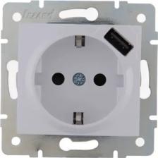 Розетка Lezard Механизм розетки 1-м СП KARINA 16А с з/к + USB разъем бел. 707-0288-181