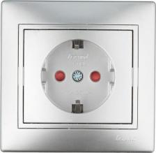 Розетка Lezard Розетка 1-м СП Мира защ. шторки с заземл. метал. сер. 701-1010-124