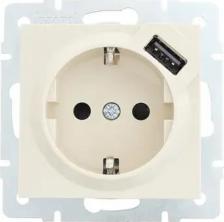 Розетка Lezard Розетка 1-м СП Vesna с заземл. с заряд. устройством USB механизм крем. 742-0388-181