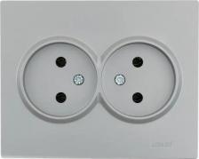 Розетка Lezard Розетка двойная встраиваемая Vesna 742-3500-128B без заземления цвет платина