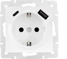 Розетка Lezard VESNA Розетка с/з TC+USB разъём белая 742-0288-181TC