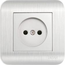 Розетка Luxar Розетка электрическая " Deco", скрытая установка, без заземляющего контакта, с рифленой рамкой, 250 В, 10 А, цвет: серебро