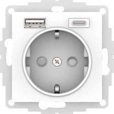 Розетка Schneider Розетка AtlasDesign 16а цвет лотос 2 usb a+c