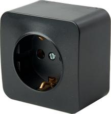 Розетка Stekker Розетка 1-местная с/з открытой установки, 250В, 16А, IP20, серия София, черный матовый, MST16-11-05, цена за 1 шт