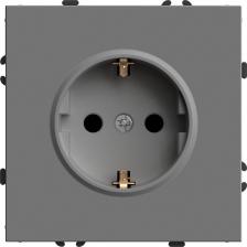 Розетка Stekker Розетка 1-местная с защитной шторкой с/з, 250В, 16А, серия Эмили, RST16-5110-10, платиново-серый, soft touch, цена за 1 шт