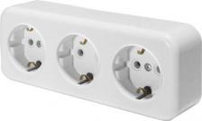 Розетка Stekker Розетка 3-местная с заземляющим контактом, 250В, 16А, IP20, PST16-51-20, белый, цена за 1 шт
