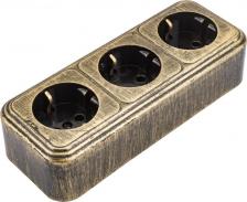 Розетка SVET 3-местная розетка RA 16-365-Черная Бронза открытой установки с заземлением EV0311-0057 предназначена для присоединения электрических приемников