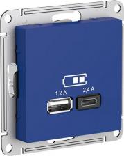 Розетка Systeme Electric AtlasDesign Аквамарин USB Розетка A+С 5В/2,4А 2х5В/1,2А