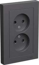 Розетка Systeme Electric AtlasDesign Базальт Розетка двойная б/з со шторками,16А, в сборе ATN001422
