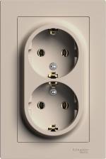 Розетка Systeme Electric Розетка 2-м. AtlasDesign 16А с заземл. в сборе песочн. | код. ATN001224 |