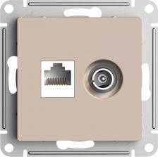 Розетка Systeme Electric Розетка 2-м. AtlasDesign ТВ + компьютерная RJ45 кат. 5Е песочн. SE ATN001289