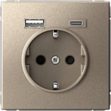 Розетка Systeme Electric Розетка с заземлением с 2 USB GAL000532 ArtGallery A+C, 5В/2,4А/3,0А, 2х5В/1,5А, механизм, шампань