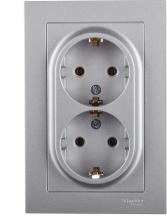 Розетка Systeme Electric Розетка Schneider Electric ATN000324 2-местная, СП, 16А, с/з, в сборе, алюминиевая